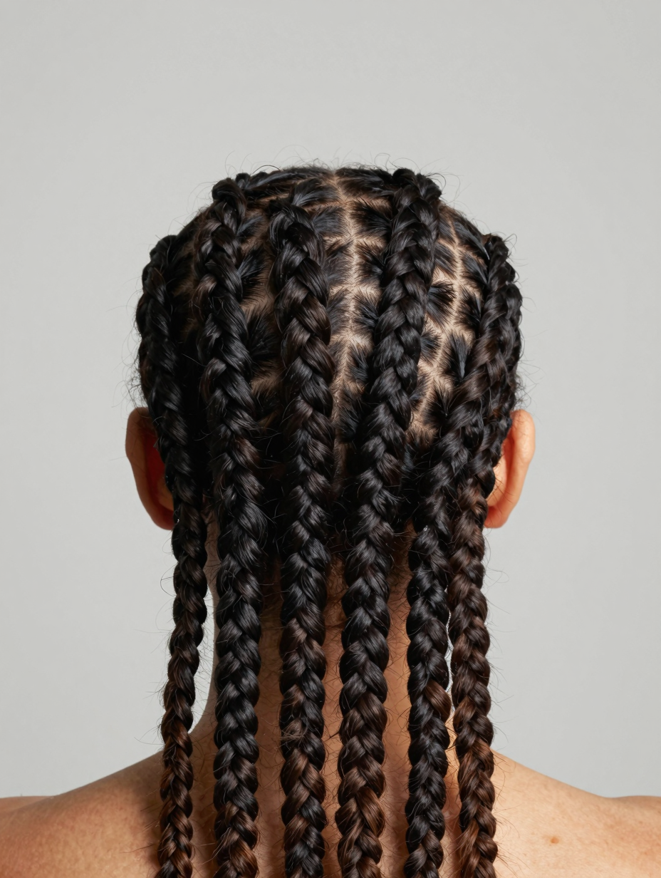 Straight-back cornrow braids on natural hair, close to the scalp